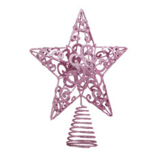 estrella para árbol de Navidad de metal con purpurina de 25,4 cm